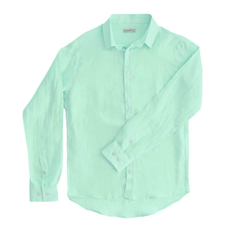98 Coast Av Linen Shirt Aqua