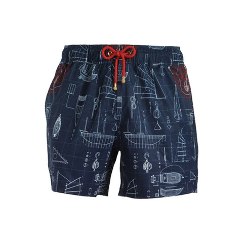 Mazu Swimwear Trunks Blueprints Blue